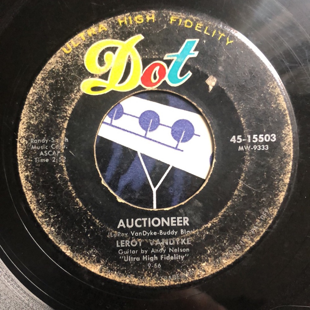 Leroy Vandyke Auctioneer/I Fell In Love With A Pony-Tail Vinyl 45 Record '56